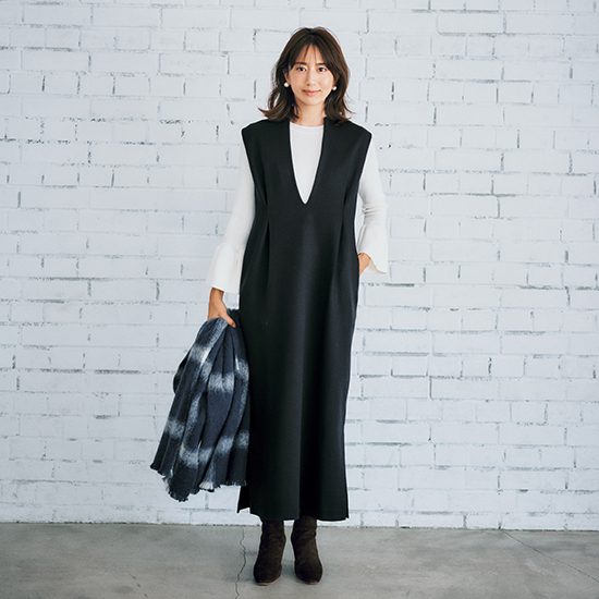 [THREE SQUARE]タックジャンパースカート