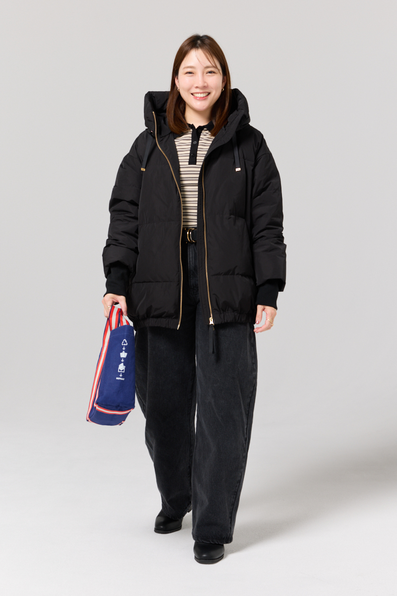 クラウドチームVERY竹内菜摘の[ALEGRE]オーバーサイズダウンコートカジュアルコーデ