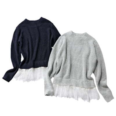 【冬のデニムがきれい見え】『レース付きニット』は体形カバーにも効く！