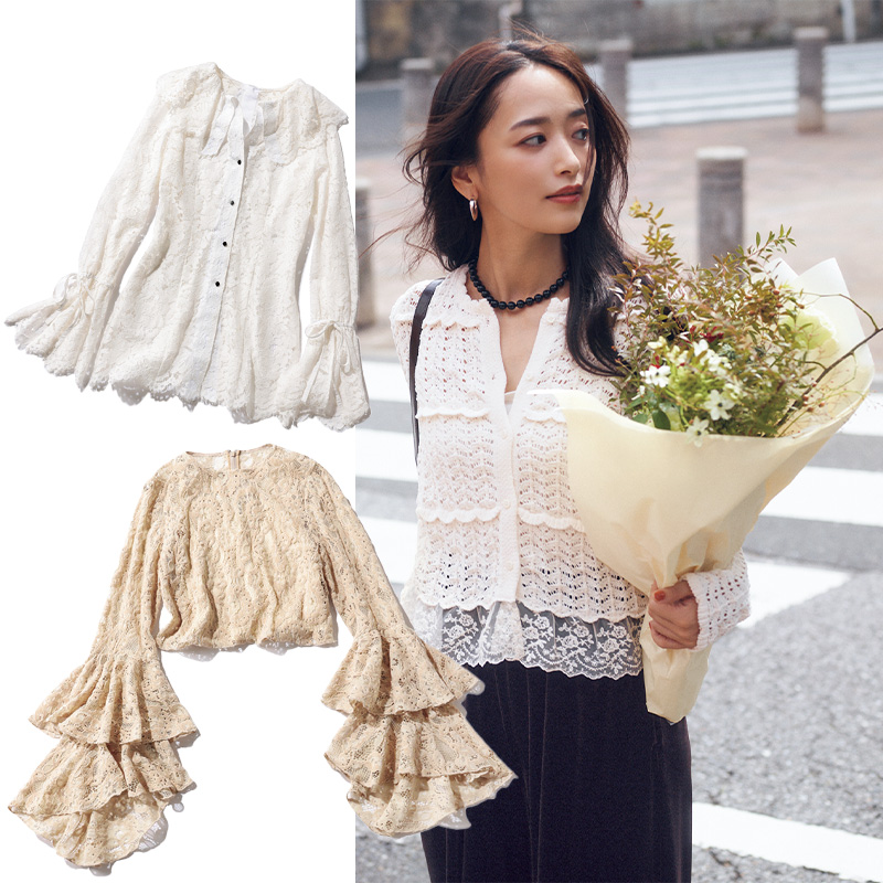 新品♡ZARA ザラ レース付 トップス ブラウス ZARA（ザラ）」のレースブラウス（8,590円）はカジュアルにも華やかに
