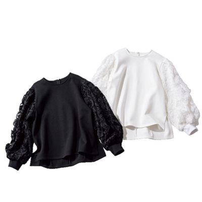 【きれいめ防寒コーデ】裏起毛でも華やぐ『袖レーストップス』