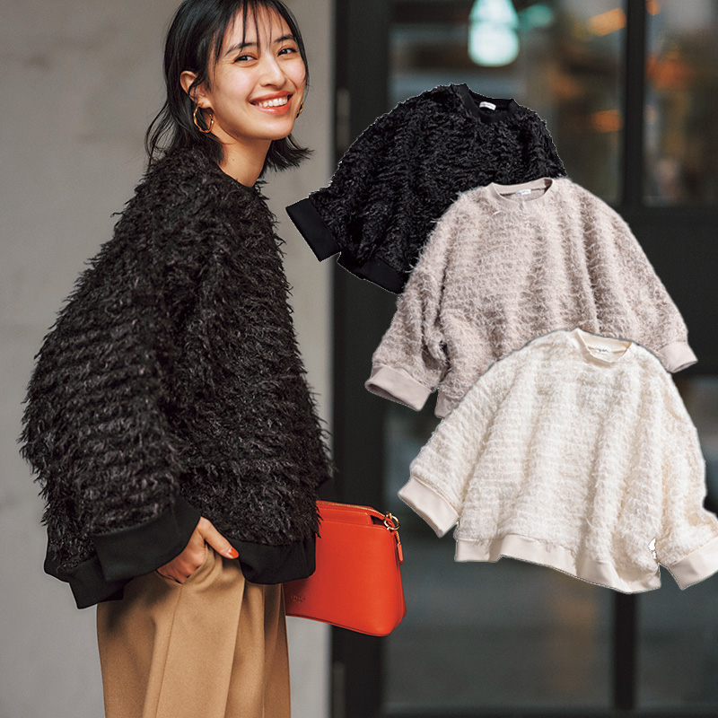 帰省コーデ】モノトーンでも地味見えしない！『シャギープルオーバー