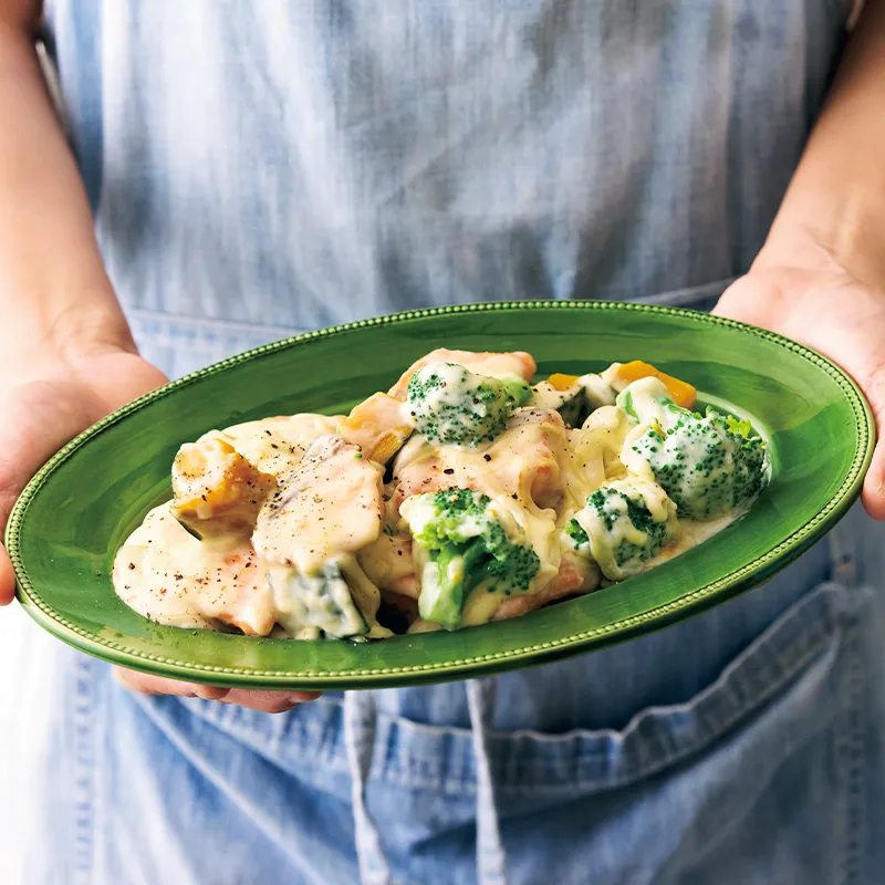 鮭と彩り野菜のクリーム煮