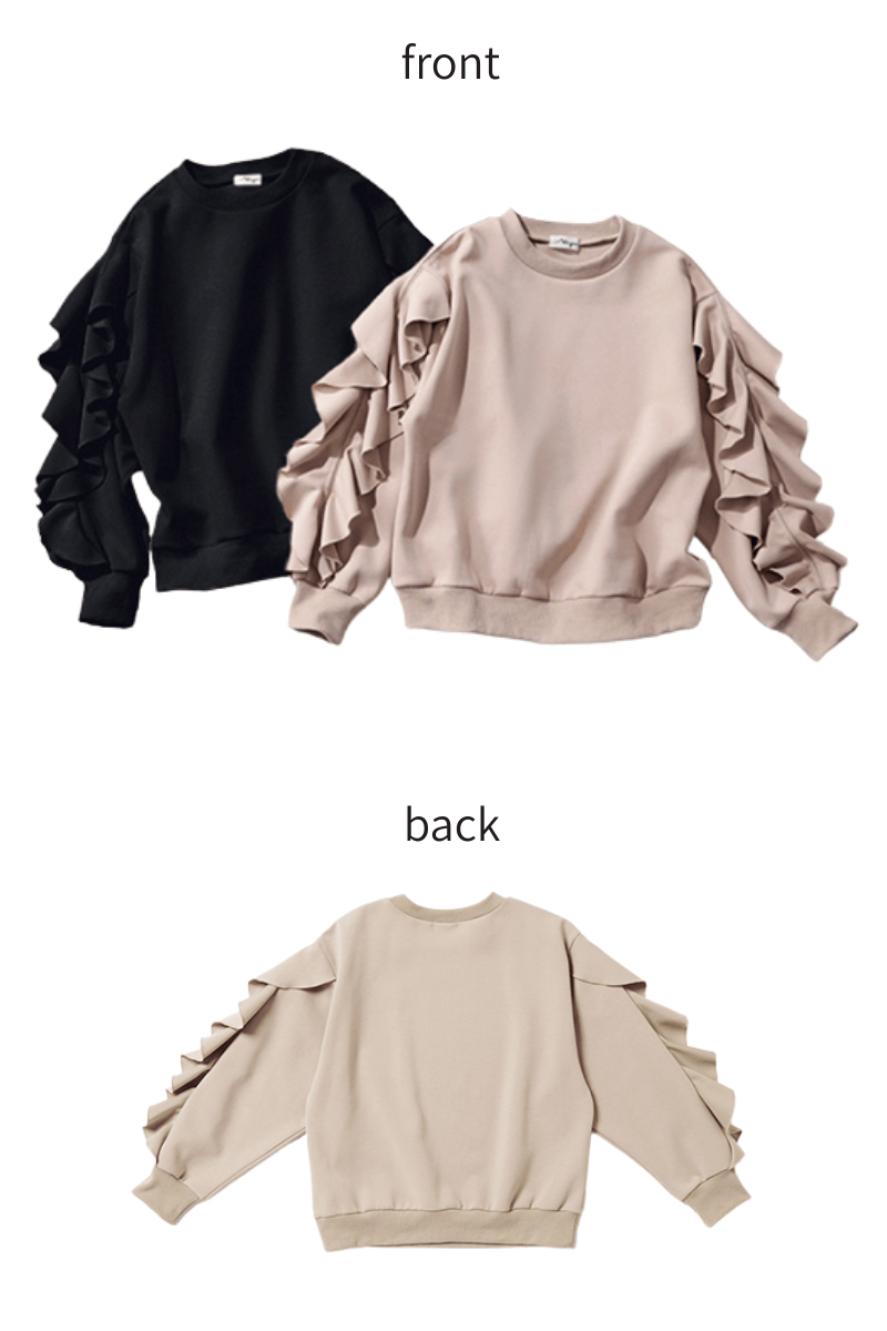 [ALEGRE]フリルスリーブスウェット