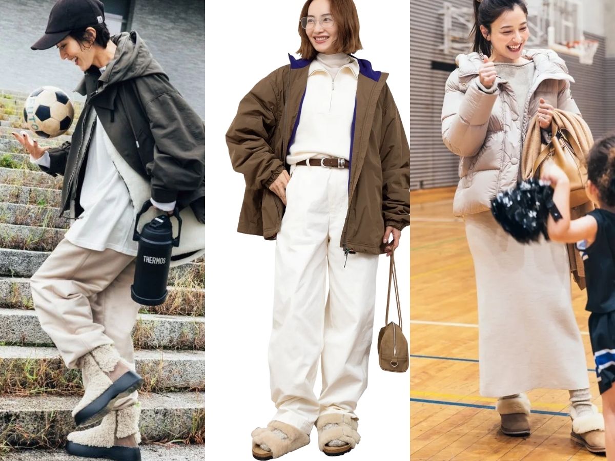 モコモコ靴を大人っぽく履きこなすコーデ