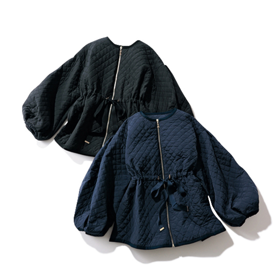 [THREE SQUARE]リボンキルティングコート