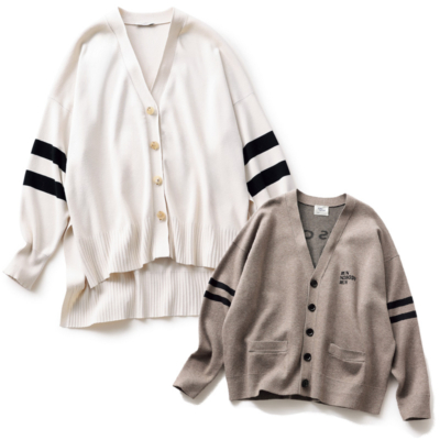 【ゆるカーディガン】は“ライン入り”がトレンド！気軽にトラッドコーデが完成