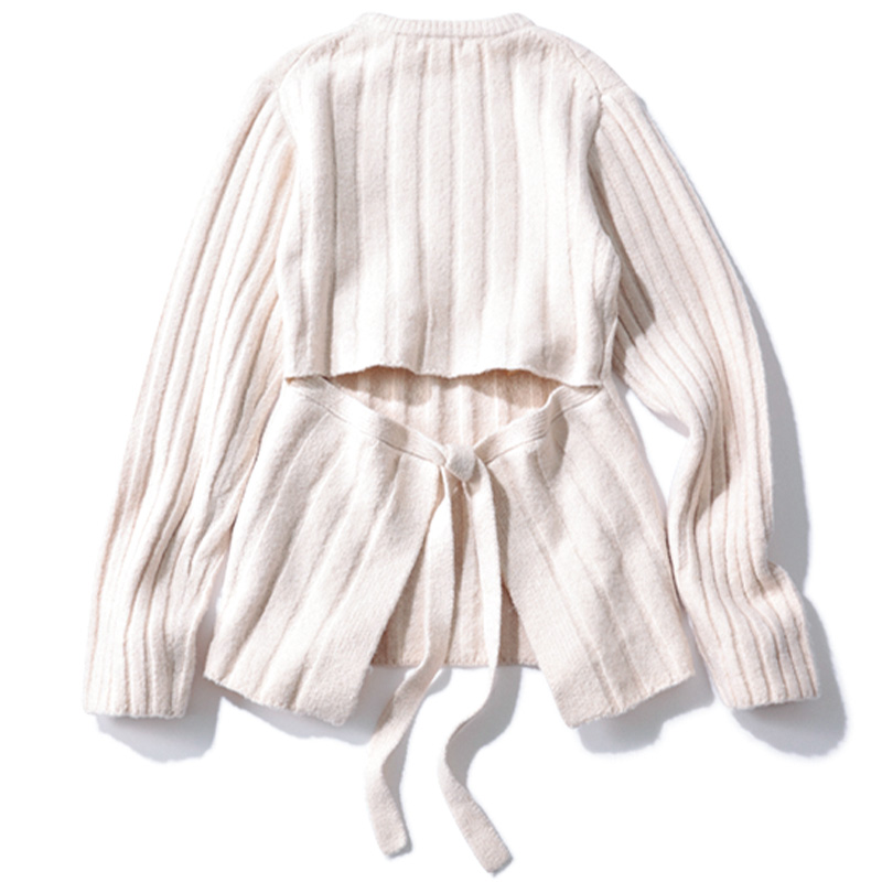 スタイルミキサーのバックリボンリブニット