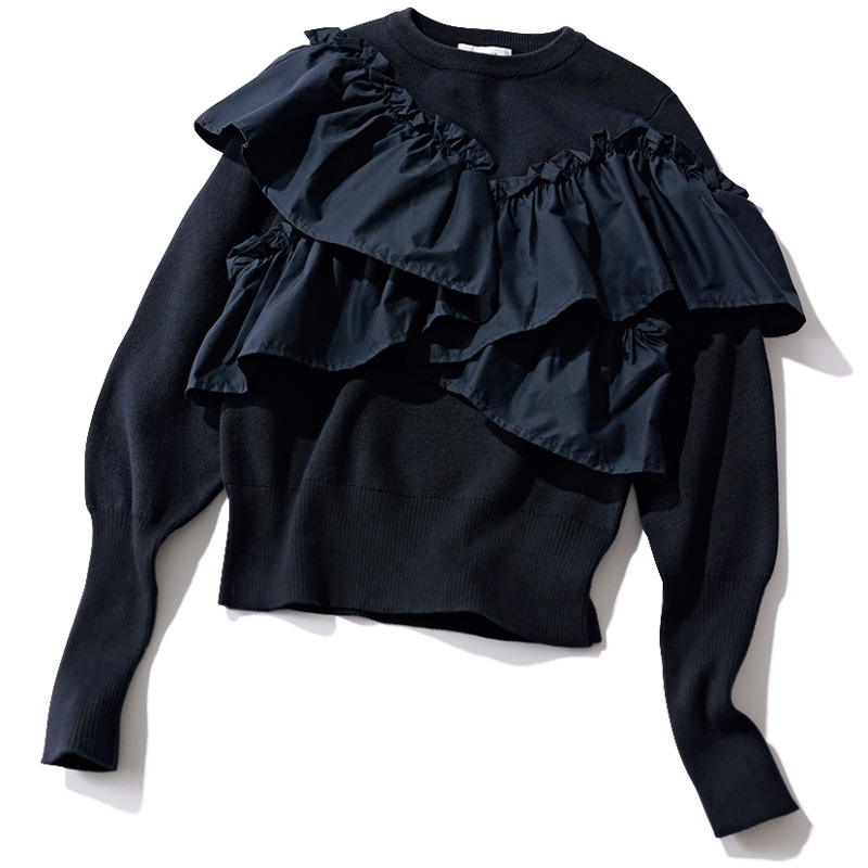 スタイルミキサーのフリル付きニット