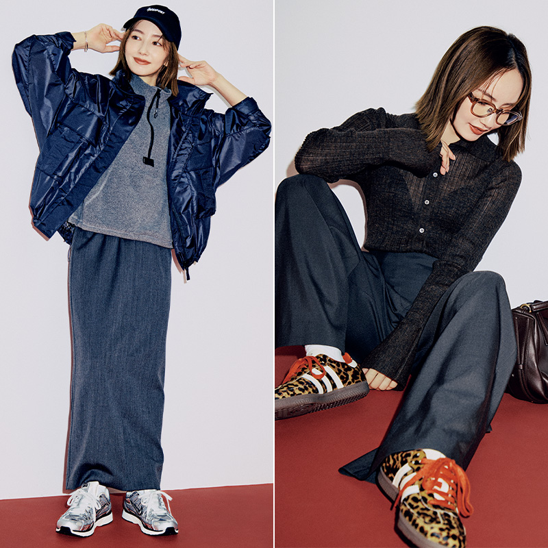 辻元舞さんの【派手色スニーカー】洒落見えテク！シンプルなときこそ