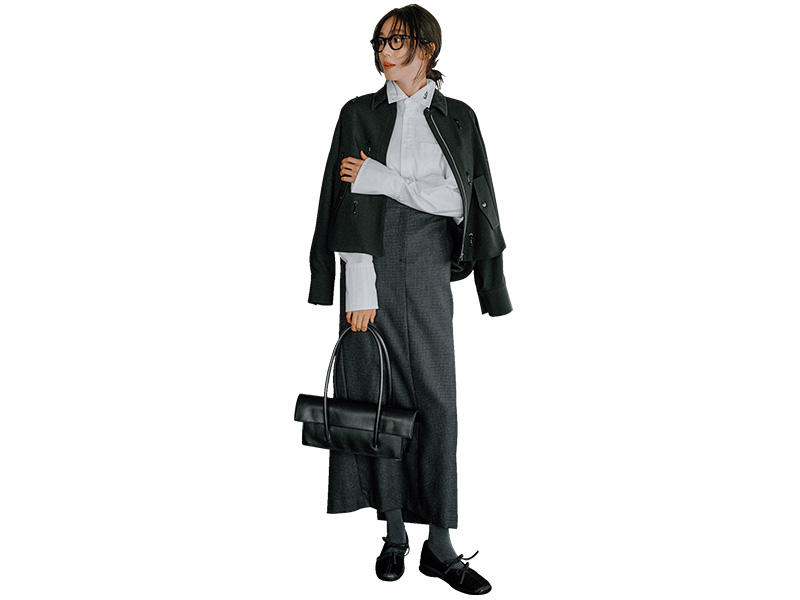 リボンシューズとタイツの全身コーデ