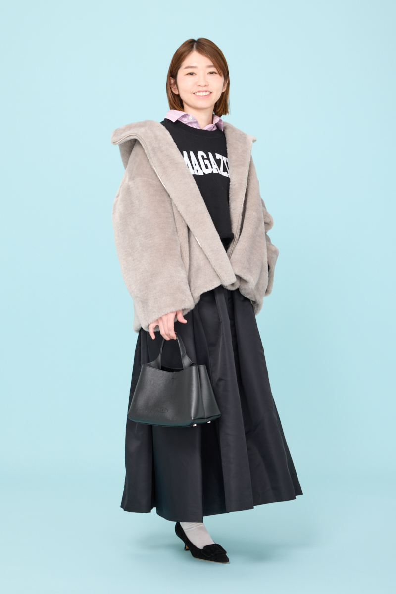 クラウドチームVERY山田絵梨の[LINAGGIO]ファーフーディコートコーデ