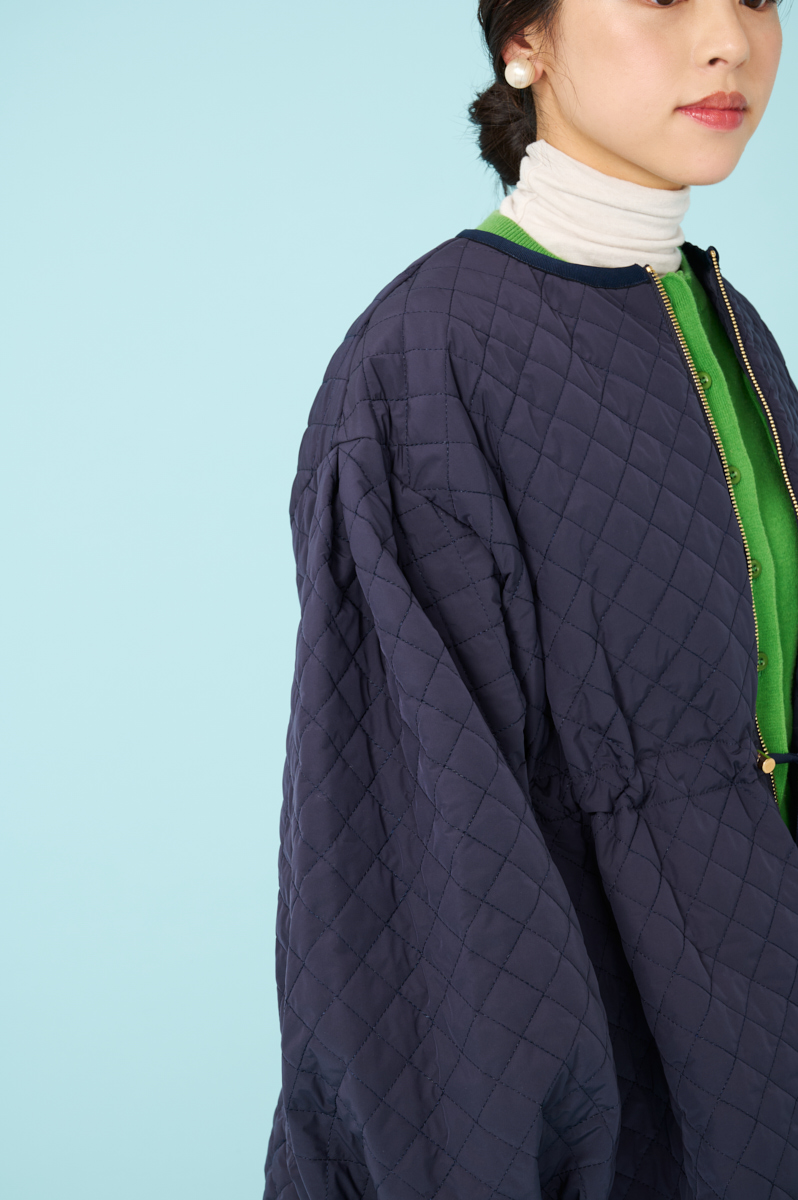 クラウドチームVERY加藤奈穂の[THREE SQUARE]リボンキルティングコートコーデ