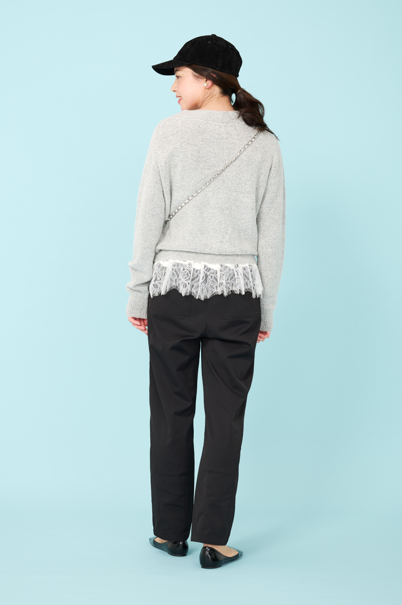 クラウドチームVERY加藤奈穂の[VERSEAU]レースレイヤードニットコーデ