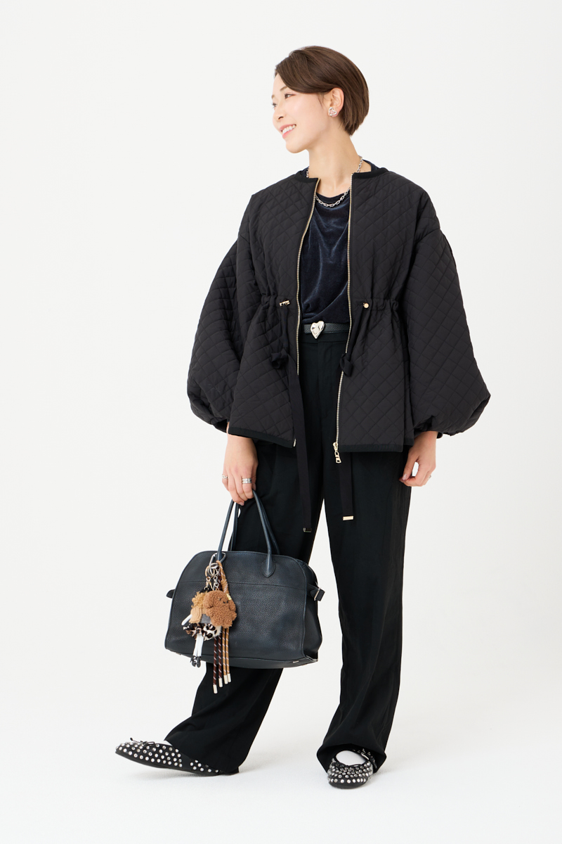 クラウドチームVERY髙橋香穂の[THREE SQUARE]リボンキルティングコートコーデ