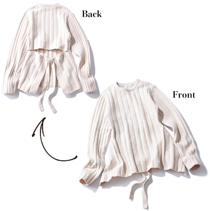 スタイルミキサーのバックリボンリブニット