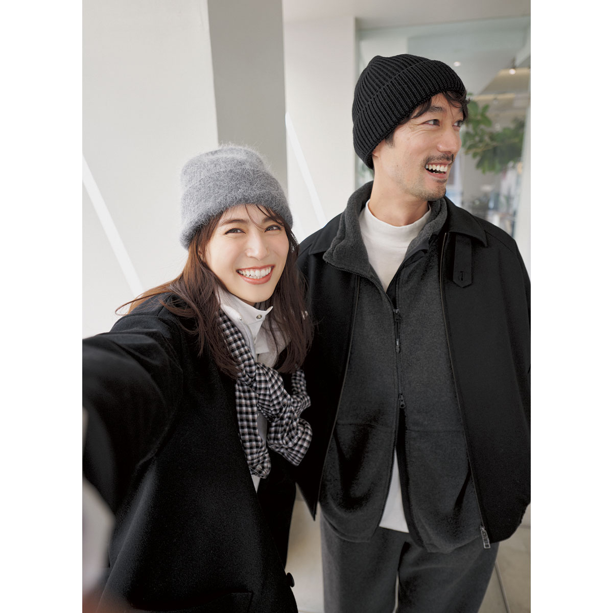 夫婦でモノクロリンクコーデ