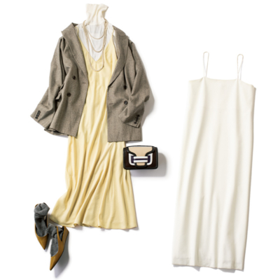 重ね着で年中使える！今季注目の『サテンのキャミワンピ』3選