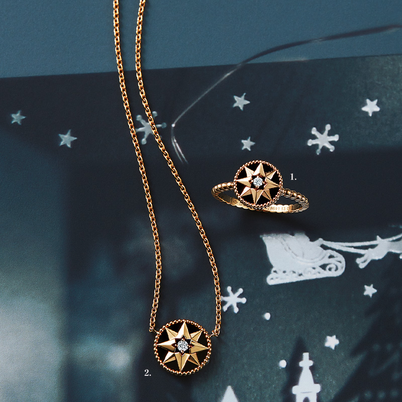 ディオールのローズデヴァンのリングとネックレス