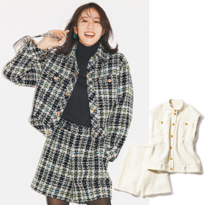 ツイード、ラメ…着映え度満点【セットアップ】4選！単品での着回し例も