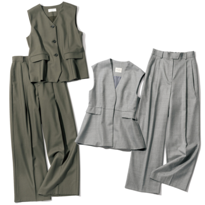 通勤・母業に着回せる！「ジレ×パンツ」の優秀セットアップ3選