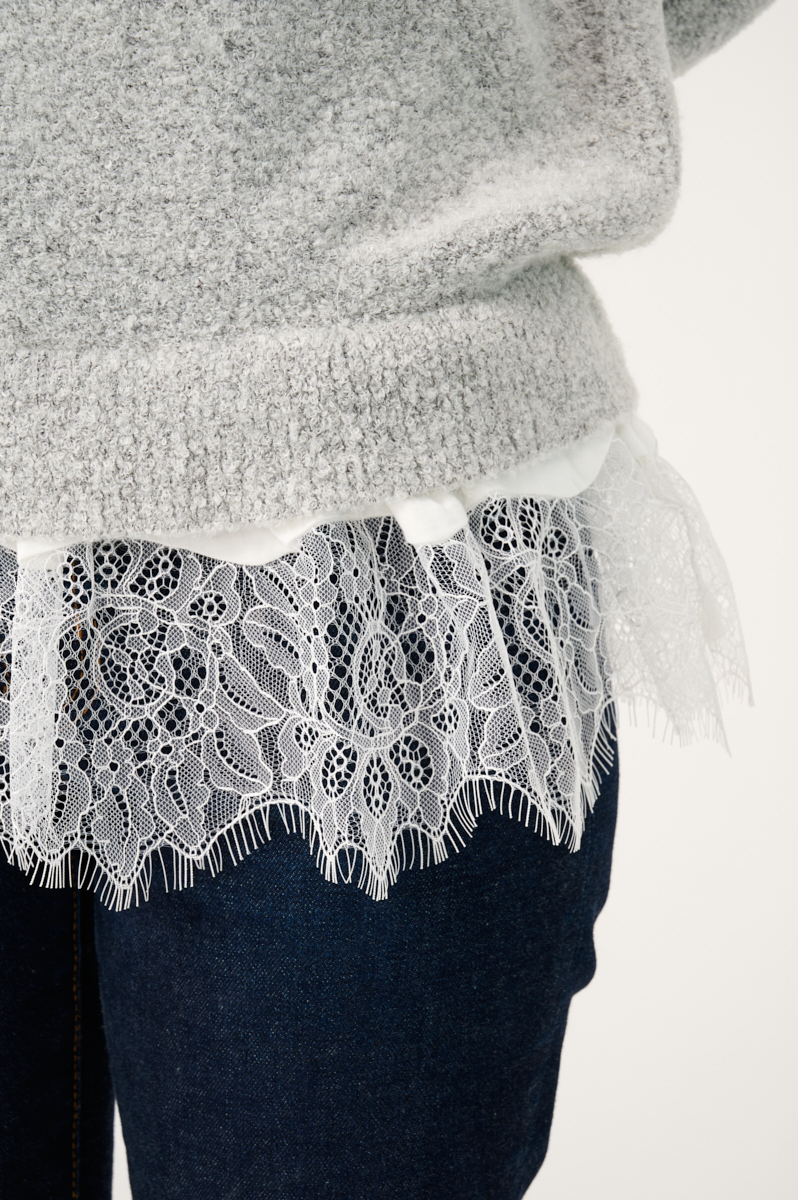 クラウドチームVERY堀莉奈の[VERSEAU]レースレイヤードニットコーデ