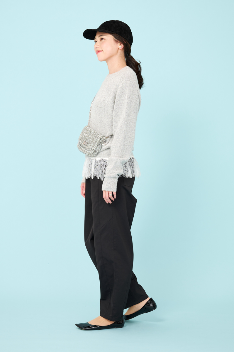 クラウドチームVERY加藤奈穂の[VERSEAU]レースレイヤードニットコーデ