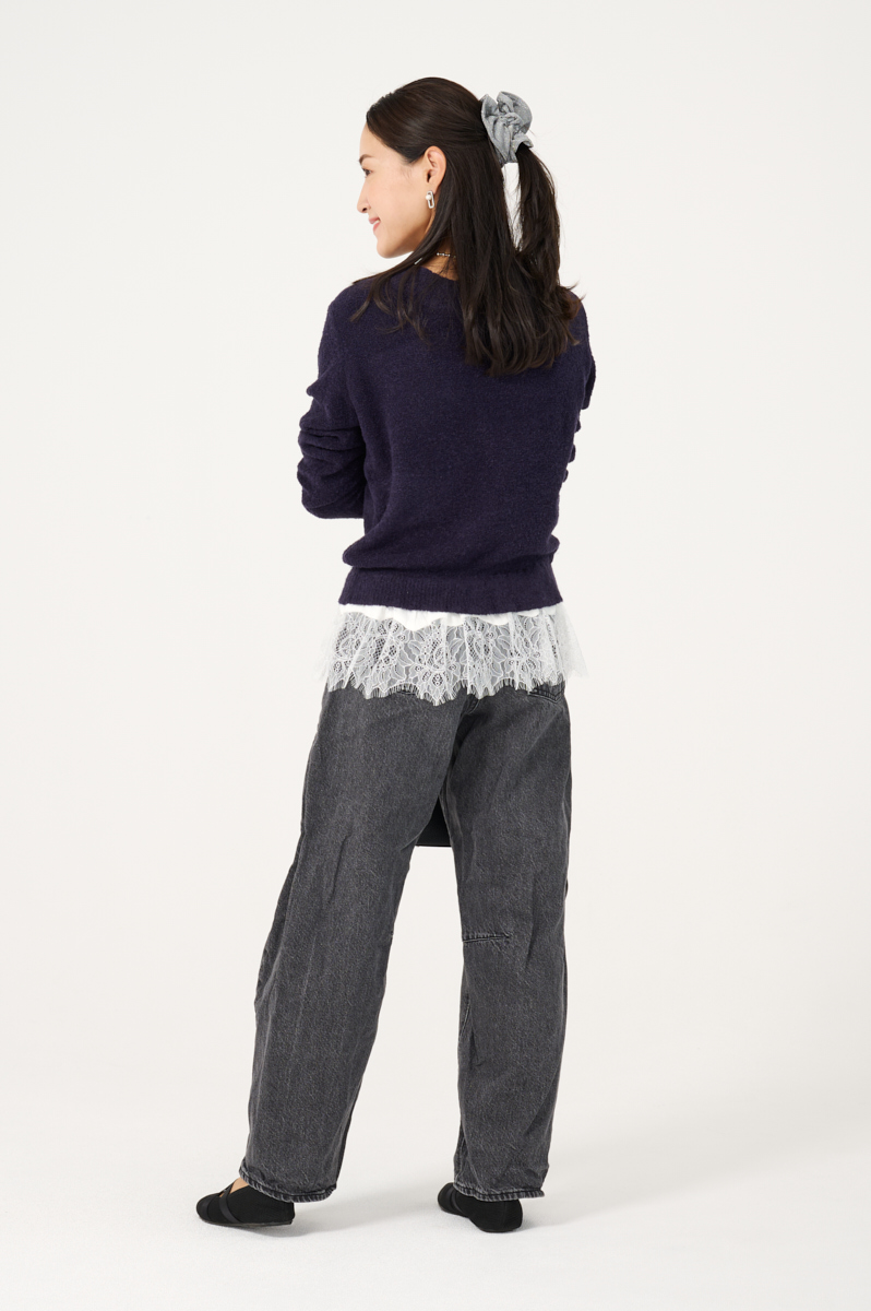 クラウドチームVERY髙松愛里の[VERSEAU]レースレイヤードニットコーデ