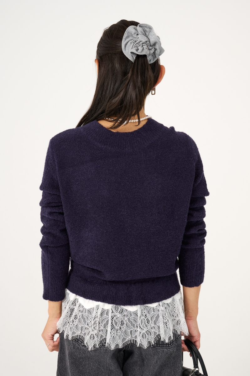 クラウドチームVERY髙松愛里の[VERSEAU]レースレイヤードニットコーデ