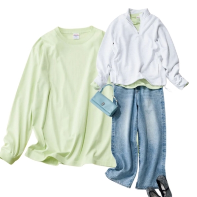 春先に必須の【ロンT】は“カラー”が使いやすい！ラフ見えしない着こなし５選