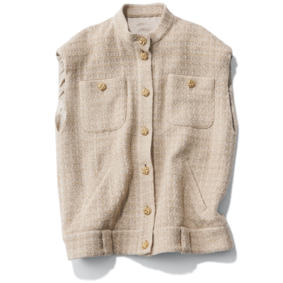 上半身カバーに効く【ツイードジレ】を発見！デニムやスウェットも今っぽ顔に◎