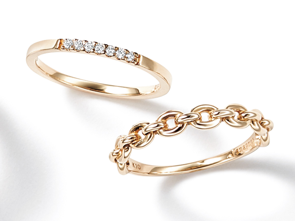 アナプノエのチェーンとダイヤが入ったピンキーリング