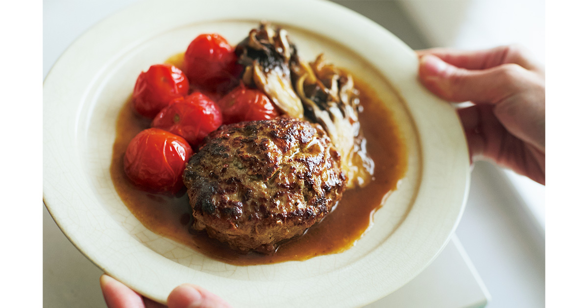 長谷川あかりさんレシピの酒蒸しハンバーグ