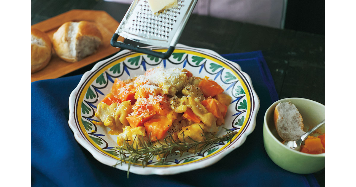 長谷川あかりさんレシピの鶏肉とかぼちゃとにんじんの洋風酒蒸し