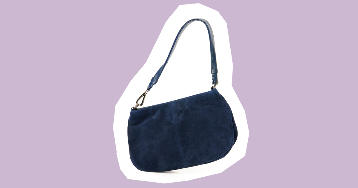トゥティエのネイビースエードのショルダーバッグ