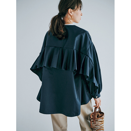 THREE SQUARE]バックフレアコート