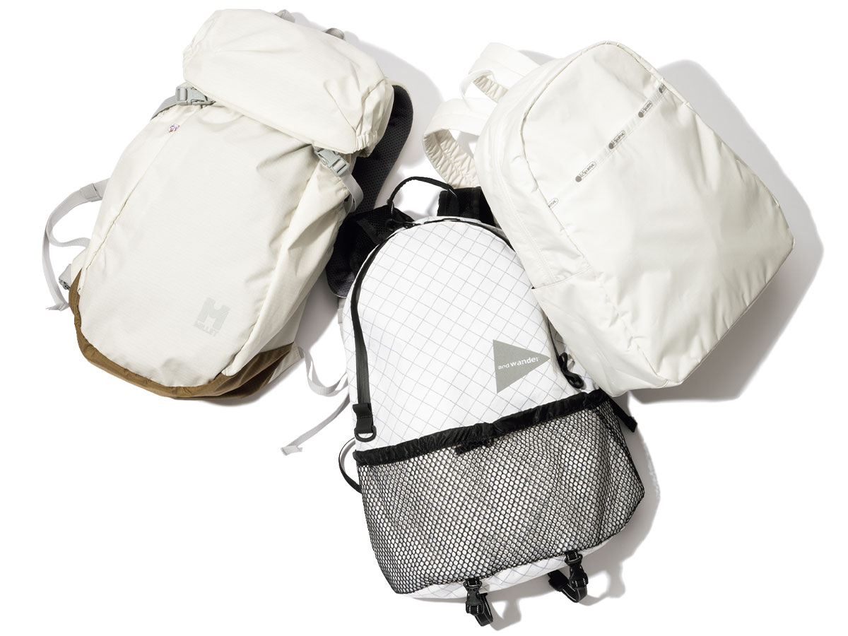 レスポートサックとアンドワンダーとミレーの白リュック