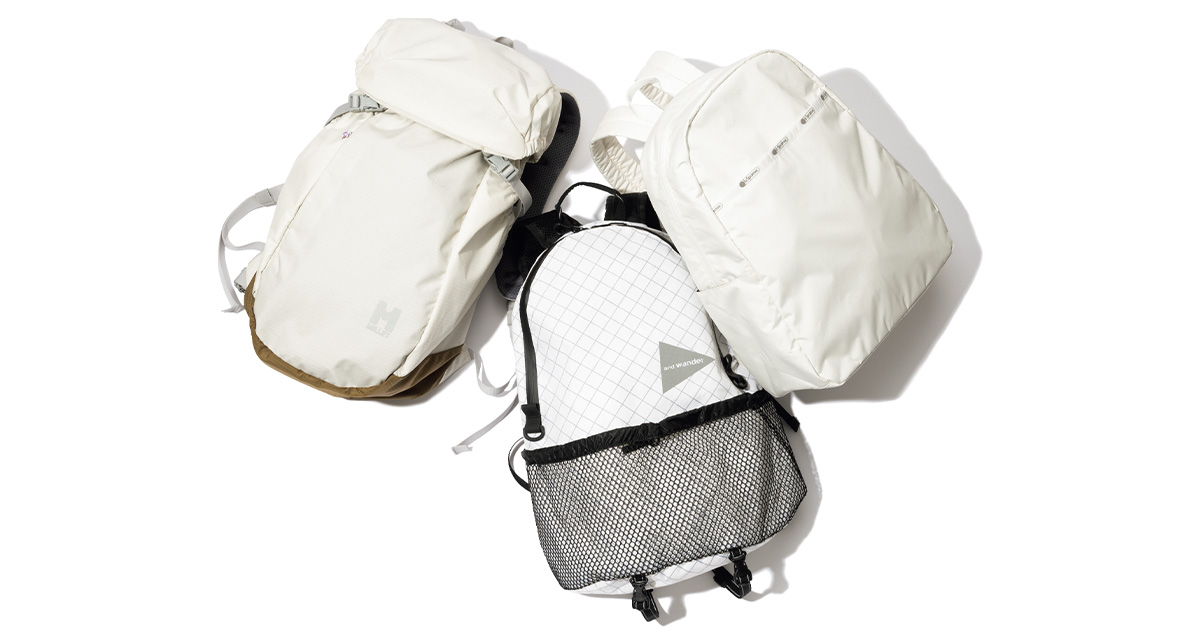 レスポートサックとアンドワンダーとミレーの白リュック