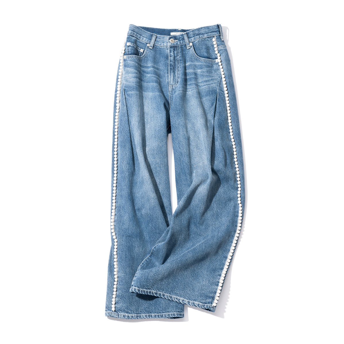 カデュネのサイドパールデニムパンツ