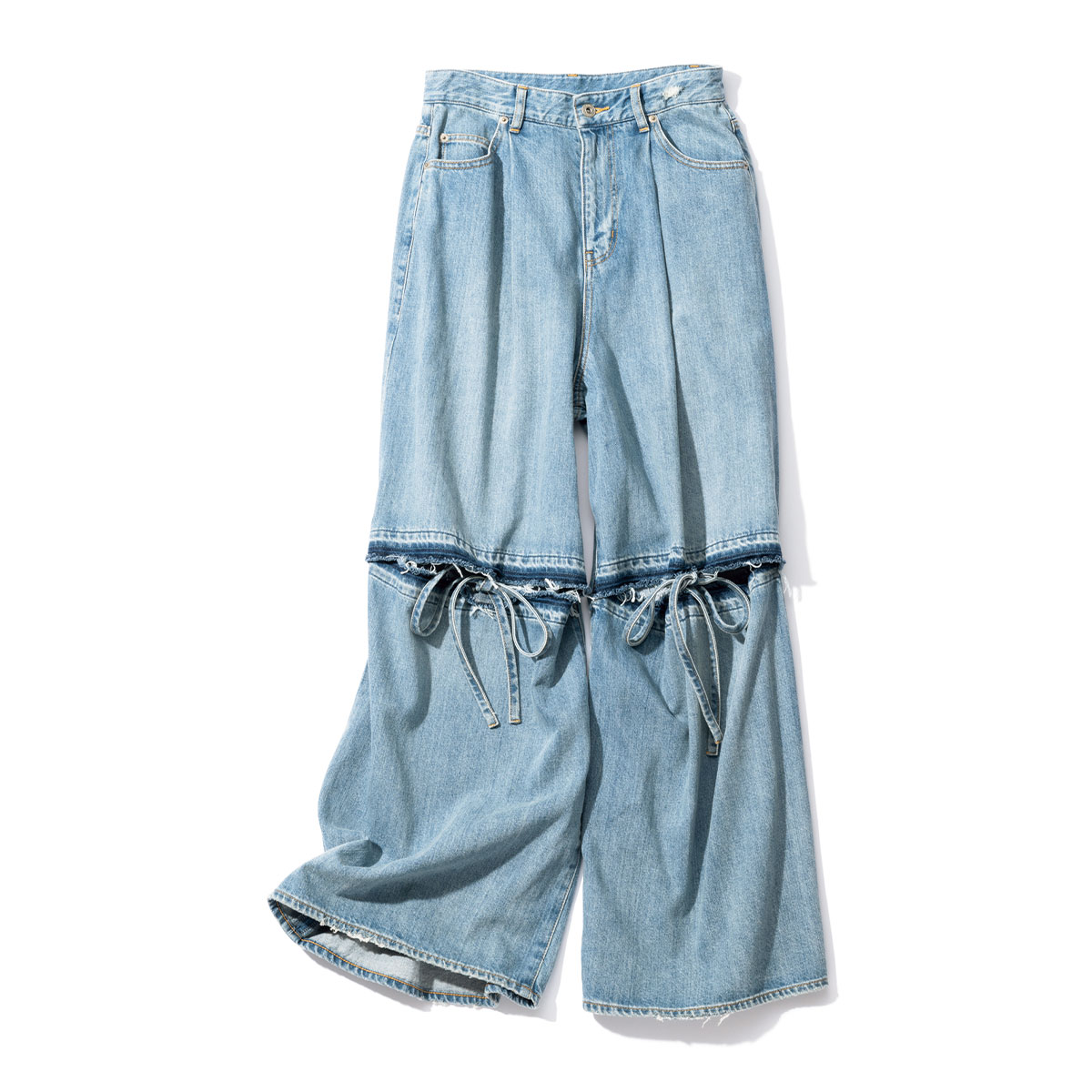 ソリンのリボンスリットデニムパンツ