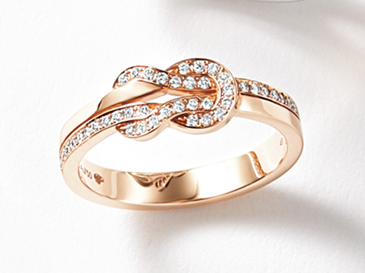 フレッドのシャンスアンフィニのピンクゴールドとダイヤのリング
