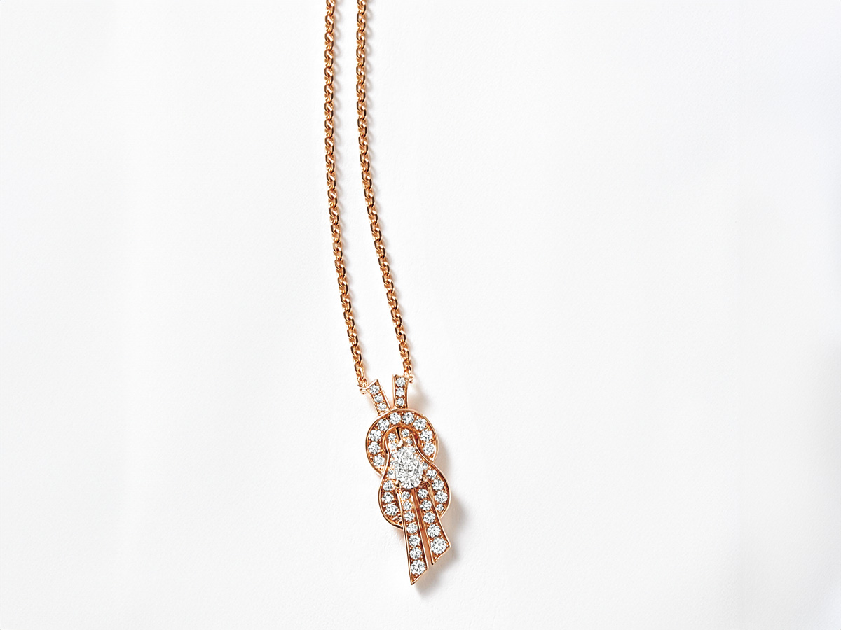 フレッドのシャンスアンフィニのピンクゴールドとダイヤのネックレス