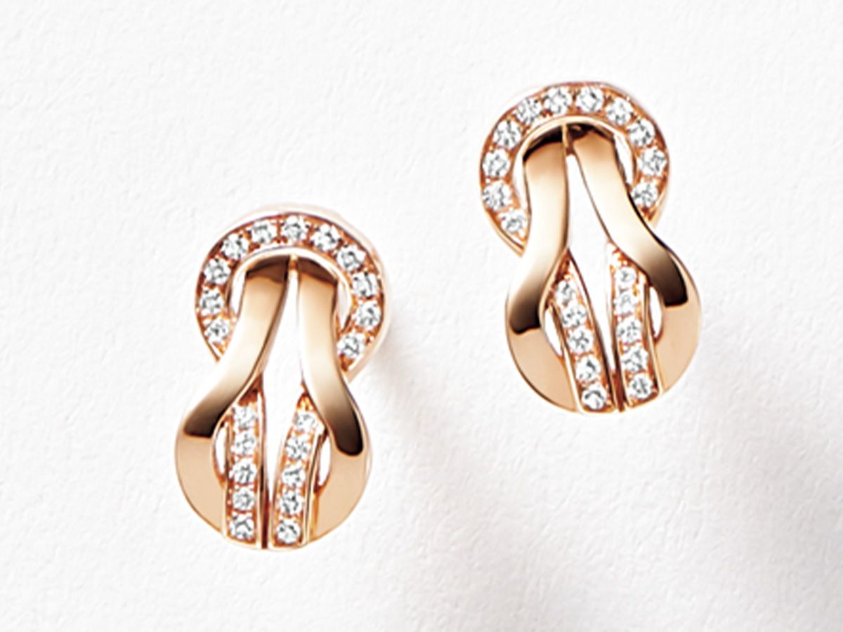 フレッドのシャンスアンフィニのピンクゴールドとダイヤのピアス