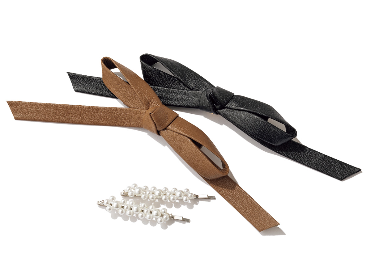 IR IS47のレザーリボンクリップ＆パールピン