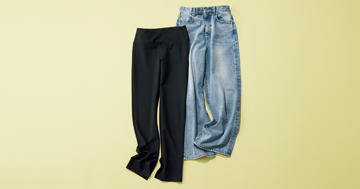 ステートオブマインドのレギンスとアイアワクのゆるデニム