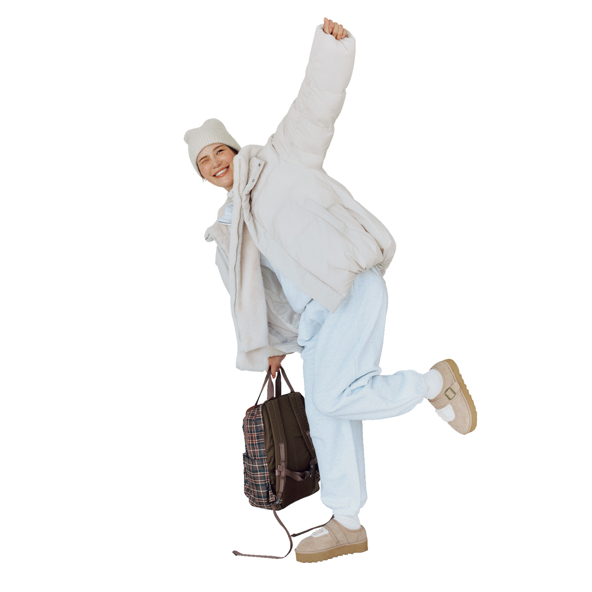 スウェットのセットアップでワントーンの洒落見えコーデ