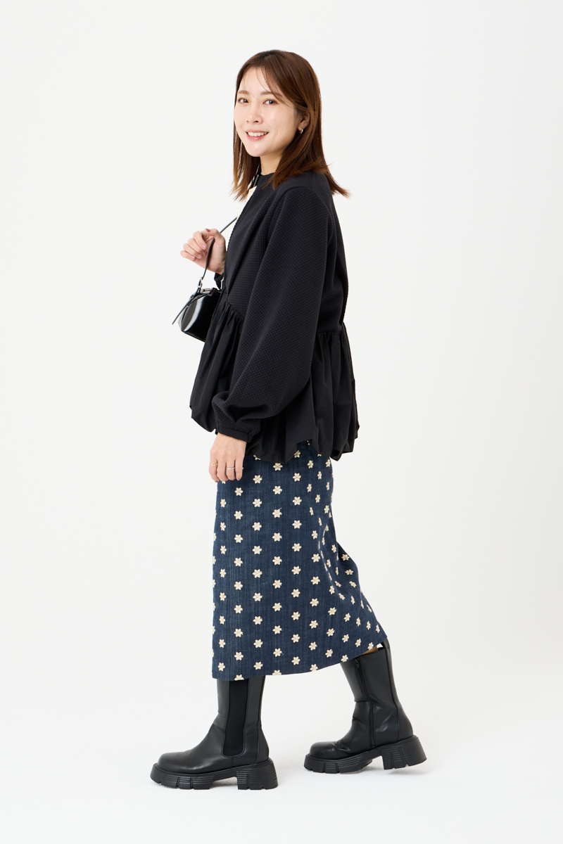 クラウドチームVERY竹内菜摘の[THREE SQUARE]バルーンコンビブルゾン_カジュアルコーデ