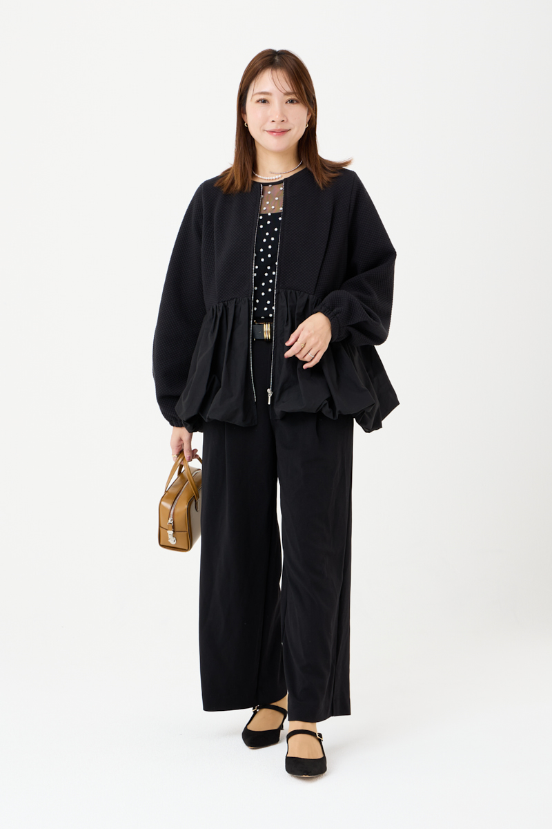 クラウドチームVERY竹内菜摘の[THREE SQUARE]バルーンコンビブルゾン_園行事コーデ