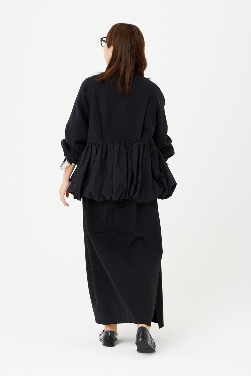 クラウドチームVERY竹内菜摘の[THREE SQUARE]バルーンコンビブルゾン_きれいめコーデ