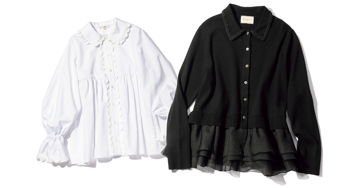 yoriの白ブラウスとユナイテッドアローズのブラウス